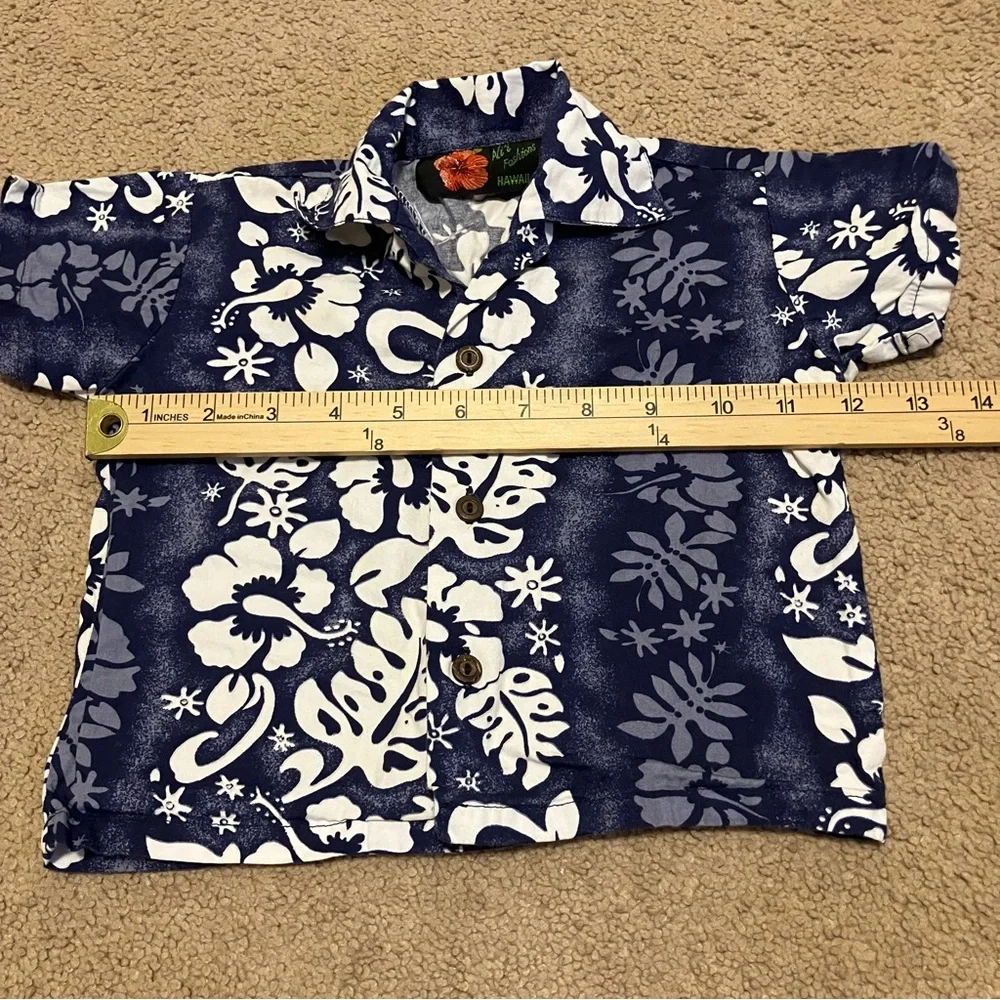 Ali'i Fashions Hawaii Boys Blue Hawaiian Button Up Shirt & Short‎ Set